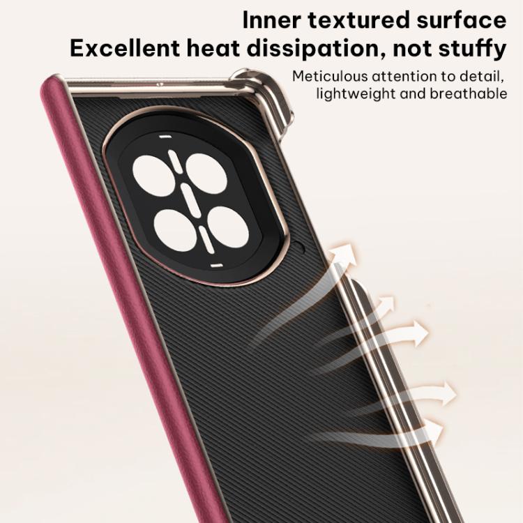 For Huawei Mate X7 Vegan Leather Folding Skin Feel Cooling Magnetic Holder Phone Case