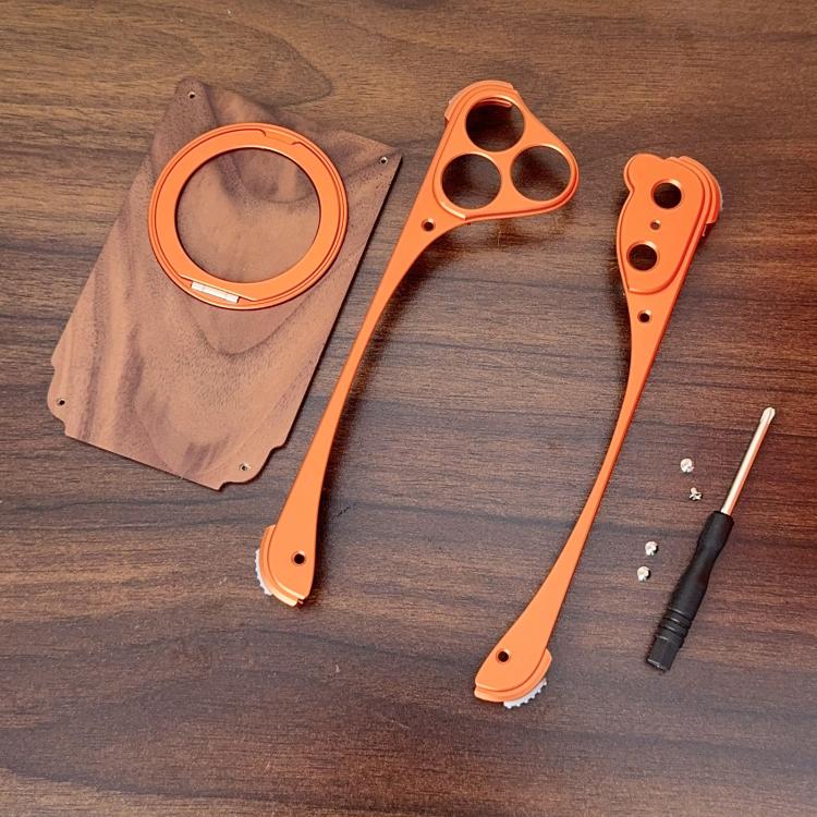 For iPhone 17 Pro Max Walnut Metal Frameless 360 Degree Rotation Holder MagSafe Phone Case