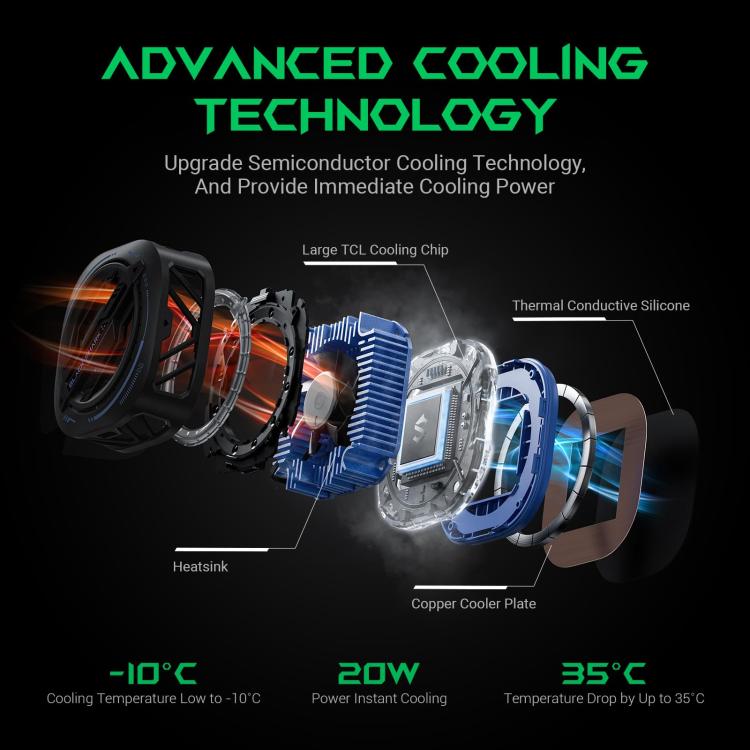 Black Shark Mag-Cooler 3 Pro 20W Magnetic Semiconductor Cooling Back Clip Phone Radiator - Black