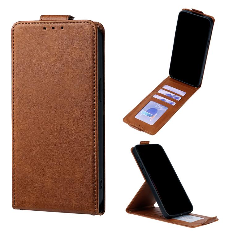 For Sony Xperia 5 V Vertical Flip Cover Solid Color Vegan Leather Phone Case with Crossbody Chain