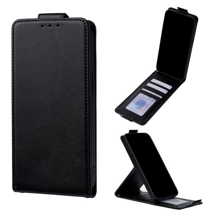 For Sony Xperia 10 V Vertical Flip Cover Solid Color Vegan Leather Phone Case with Crossbody Chain