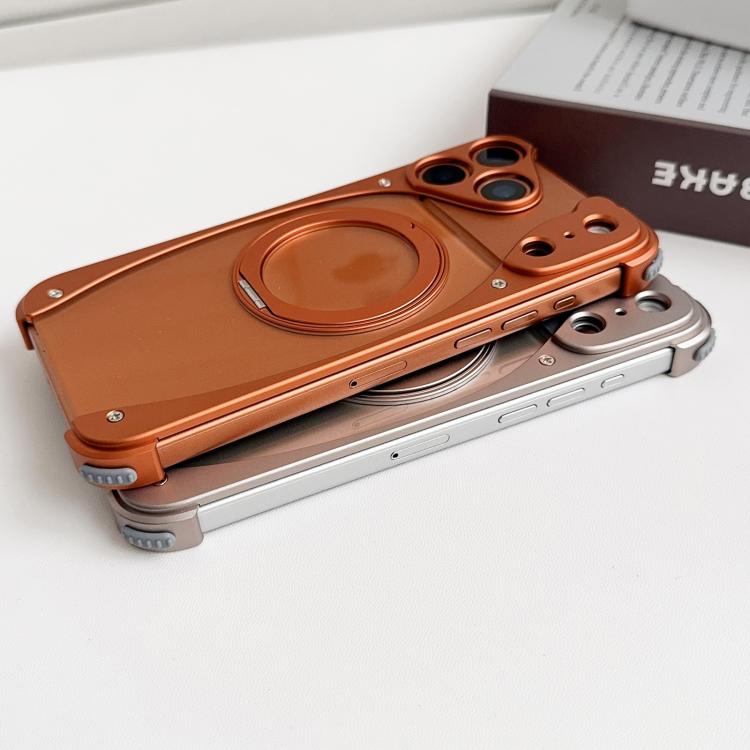 For iPhone 17 Pro Weasel Original Color Metal Frameless 360 Rotation Holder Magnetic Phone Case