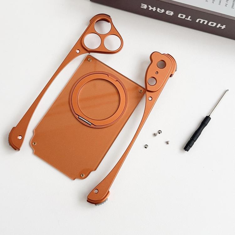 For iPhone 17 Pro Weasel Original Color Metal Frameless 360 Rotation Holder Magnetic Phone Case