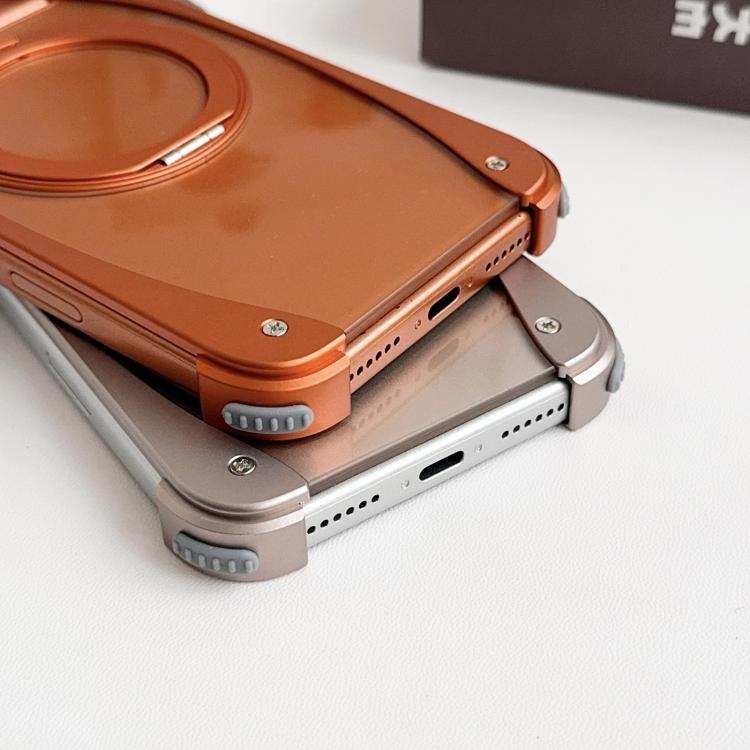 For iPhone 17 Pro Max Weasel Original Color Metal Frameless 360 Rotation Holder Magnetic Phone Case