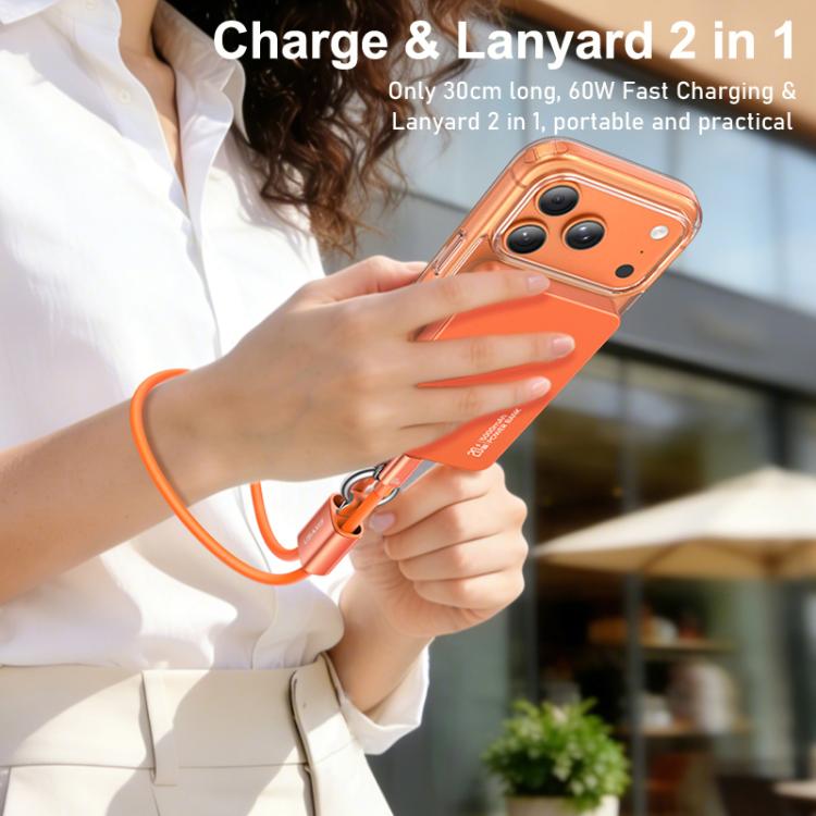 USAMS SJ784 U97 60W USB-C / Type-C to USB-C / Type-C Lanyard Fast Charging Data Cable, Length:30cm