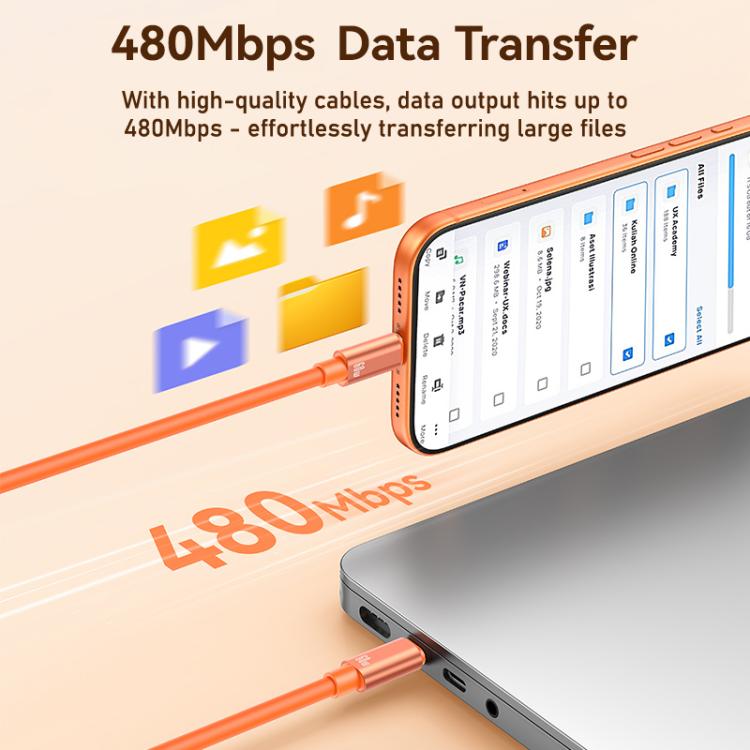 USAMS SJ784 U97 60W USB-C / Type-C to USB-C / Type-C Lanyard Fast Charging Data Cable, Length:30cm