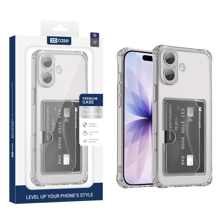 For iPhone 17 XDcase Clear TPU Card Slot Precision Hole Phone Case - Transparent