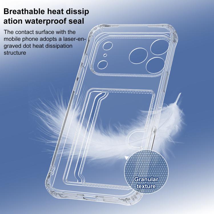 For iPhone 17 XDcase Clear TPU Card Slot Precision Hole Phone Case - Transparent
