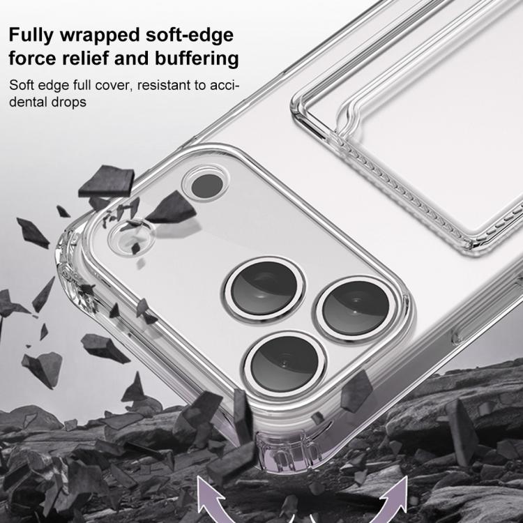 For iPhone 17 XDcase Clear TPU Card Slot Precision Hole Phone Case - Transparent