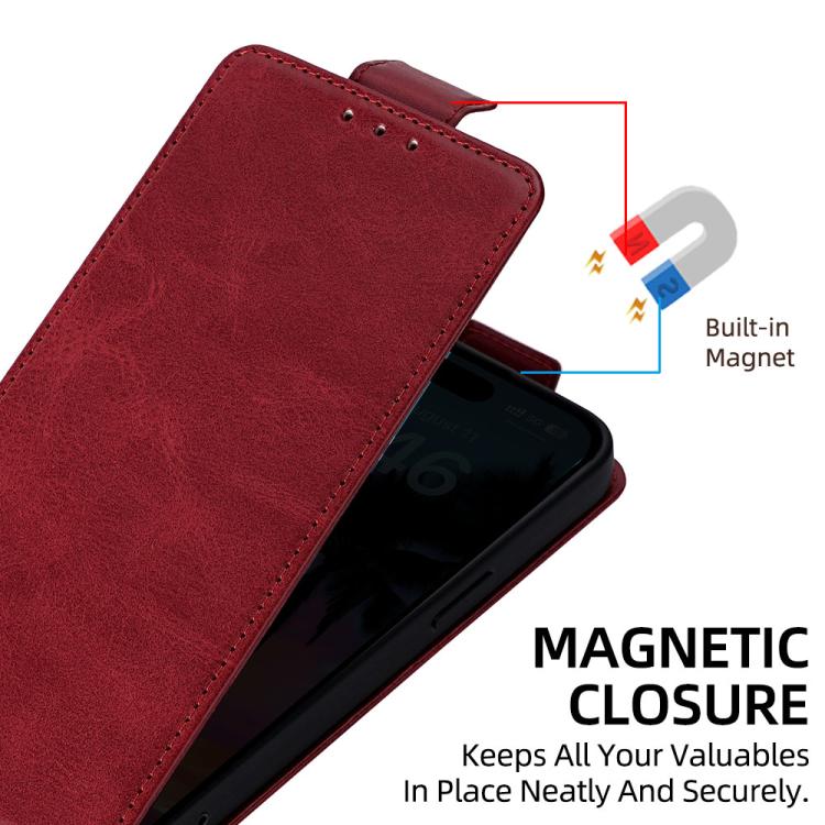 For iPhone 13 Pro Max Vertical Flip Cover Solid Color Vegan Leather Phone Case with Crossbody Chain