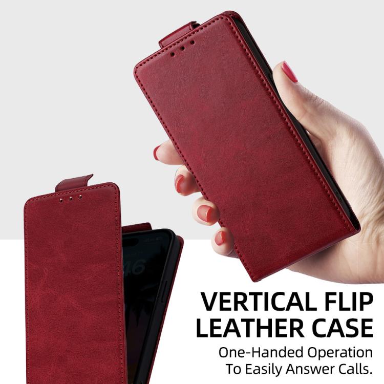 For iPhone 13 Pro Max Vertical Flip Cover Solid Color Vegan Leather Phone Case with Crossbody Chain