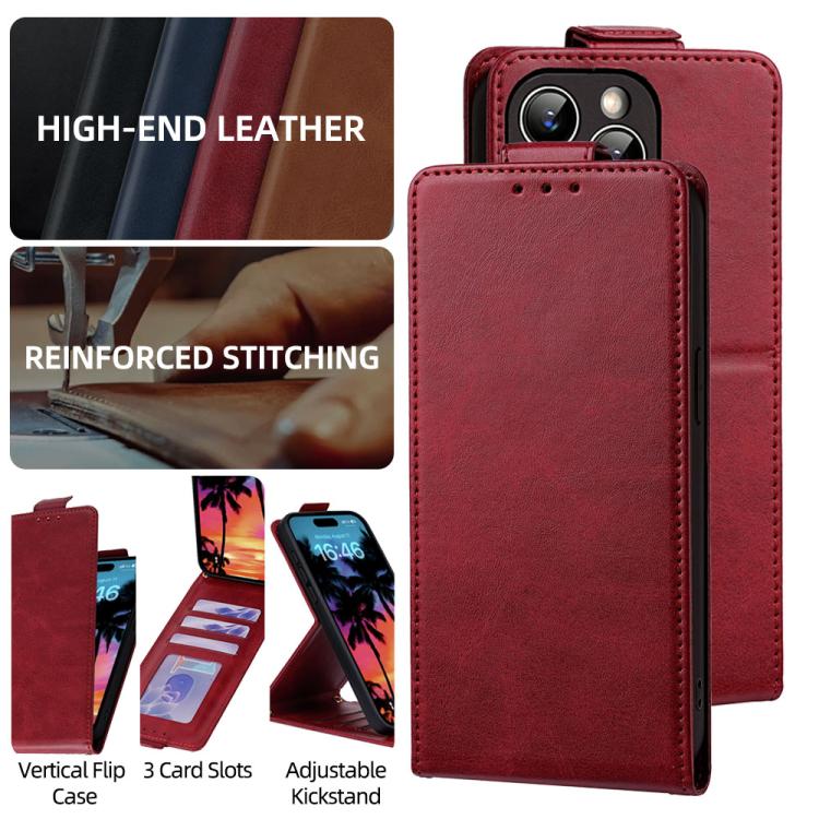 For iPhone 11 Pro Vertical Flip Cover Solid Color Vegan Leather Phone Case with Crossbody Chain