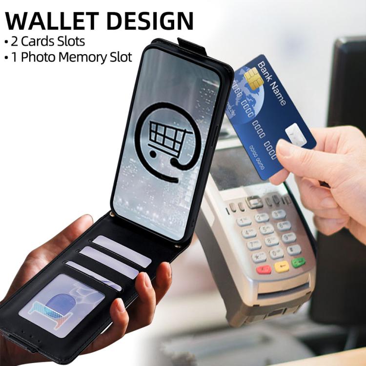 For iPhone 11 Vertical Flip Cover Solid Color Vegan Leather Phone Case with Crossbody Chain