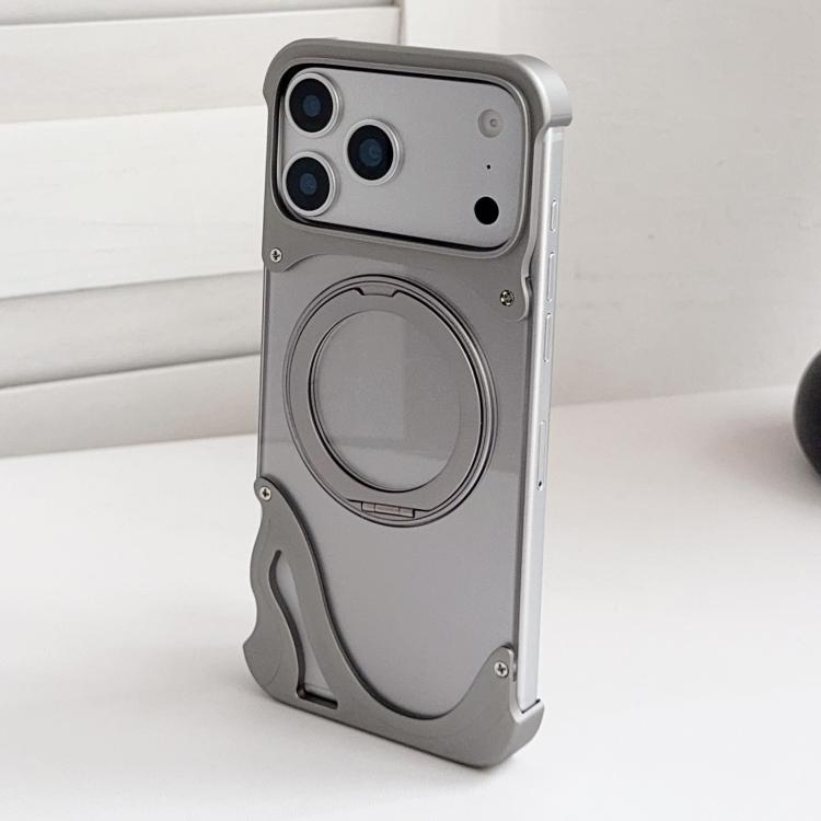 For iPhone 17 Pro Max Dolphin Original Color Metal Frameless 360 Rotation Holder Magnetic Phone Case