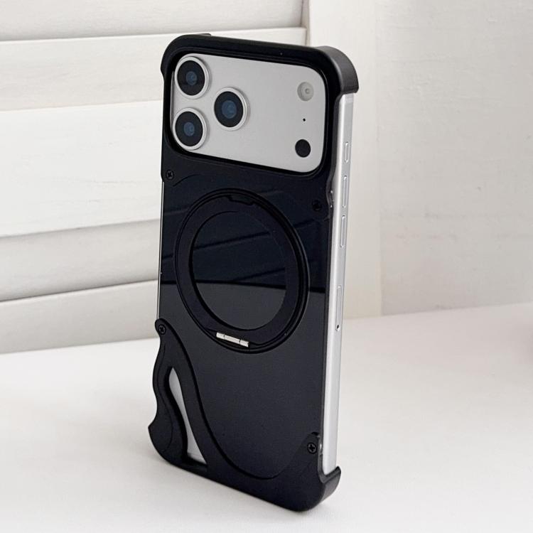 For iPhone 17 Pro Max Dolphin Original Color Metal Frameless 360 Rotation Holder Magnetic Phone Case