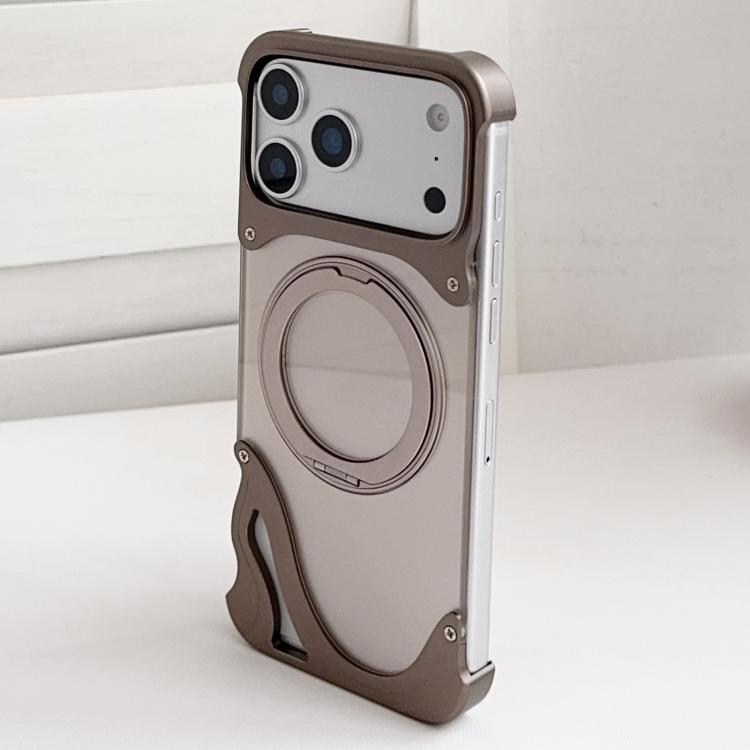For iPhone 17 Pro Max Dolphin Original Color Metal Frameless 360 Rotation Holder Magnetic Phone Case