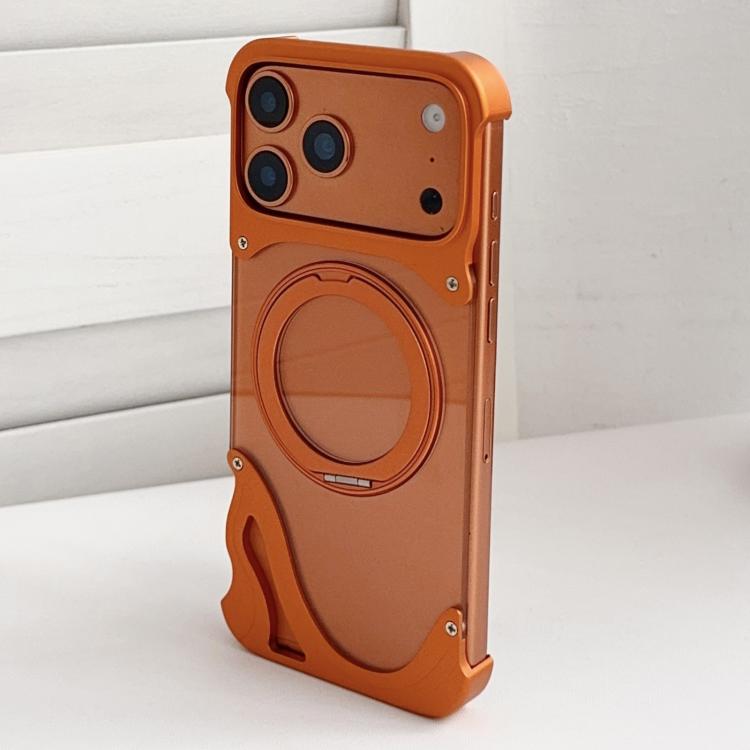 For iPhone 17 Pro Max Dolphin Original Color Metal Frameless 360 Rotation Holder Magnetic Phone Case