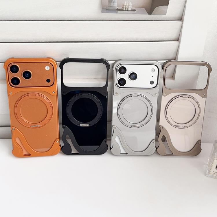 For iPhone 17 Pro Dolphin Original Color Metal Frameless 360 Rotation Holder Magnetic Phone Case
