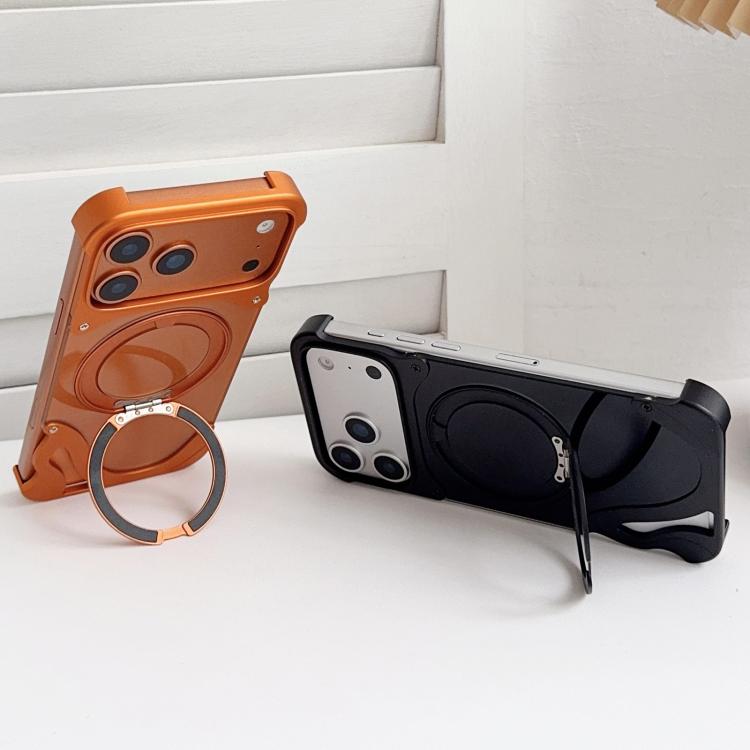 For iPhone 17 Pro Dolphin Original Color Metal Frameless 360 Rotation Holder Magnetic Phone Case