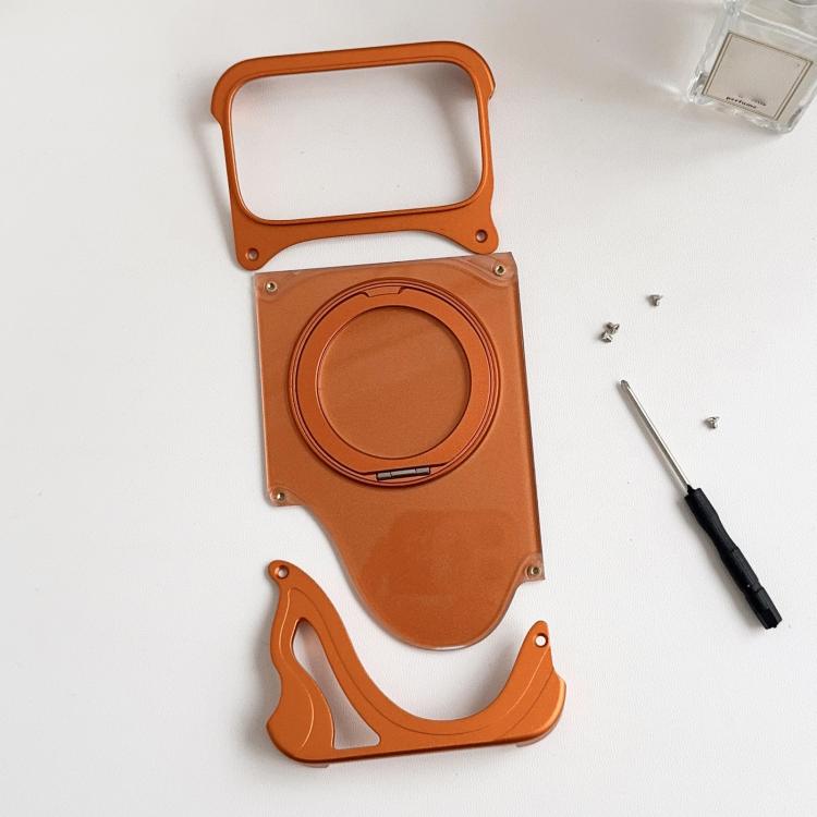 For iPhone 17 Pro Dolphin Original Color Metal Frameless 360 Rotation Holder Magnetic Phone Case