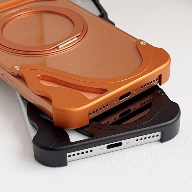 For iPhone 17 Pro Dolphin Original Color Metal Frameless 360 Rotation Holder Magnetic Phone Case