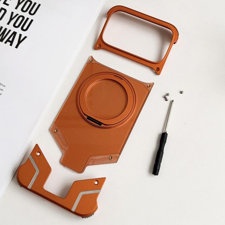 For iPhone 17 Pro Max Armor Original Color Metal Frameless 360 Rotation Holder Magnetic Phone Case