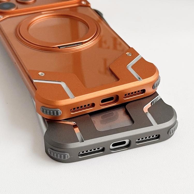 For iPhone 17 Pro Max Armor Original Color Metal Frameless 360 Rotation Holder Magnetic Phone Case