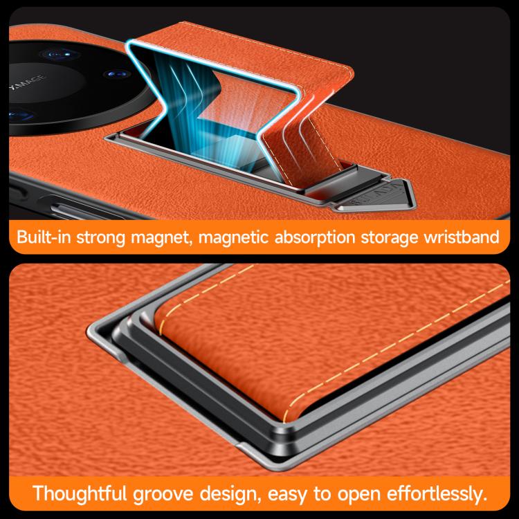 For Huawei Mate 80 Pro Max SULADA Wristband Hidden Metal Holder Faux Leather Phone Case