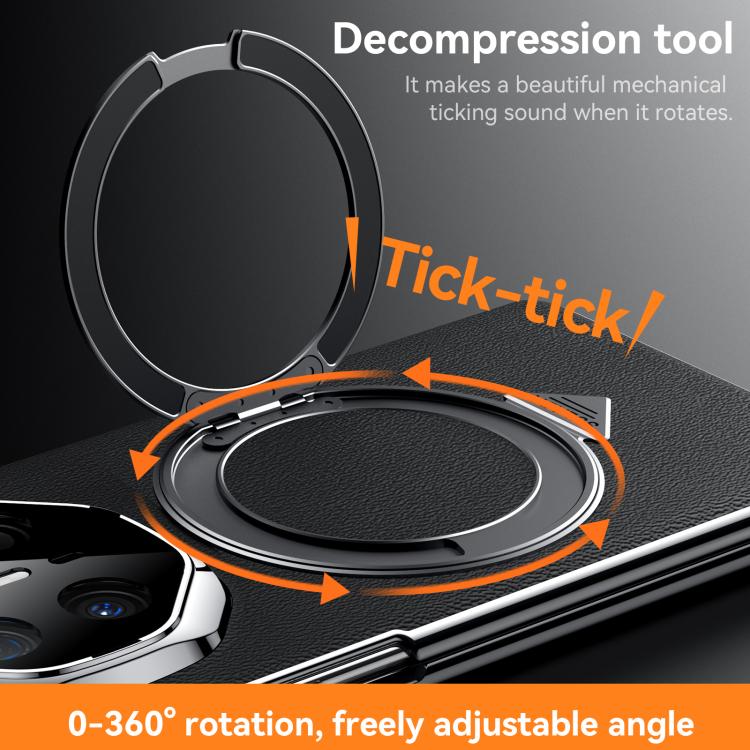 For Huawei Mate X6 SULADA Rotating Magnetic Holder Shell Film Integrated Genuine Leather Phone Case