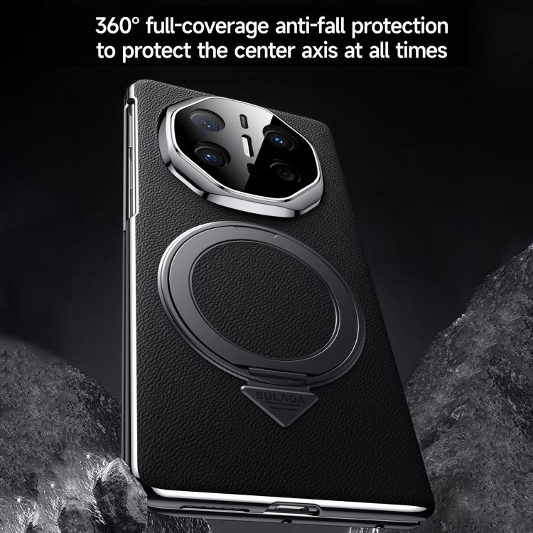 For Huawei Mate X6 SULADA Rotating Magnetic Holder Shell Film Integrated Genuine Leather Phone Case