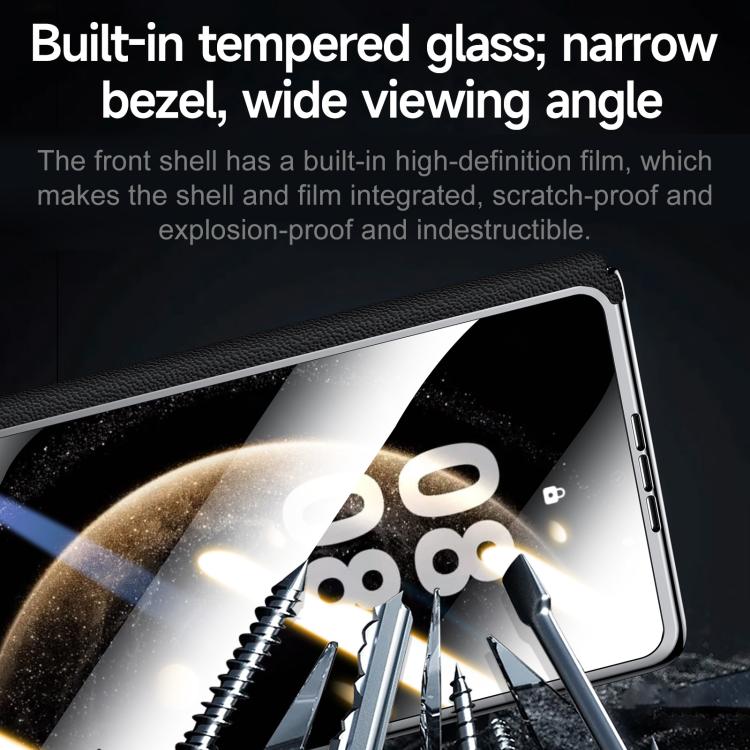 For Huawei Mate X5 / Mate X3 SULADA Rotating Magnetic Holder Shell Film Integrated Genuine Leather Phone Case