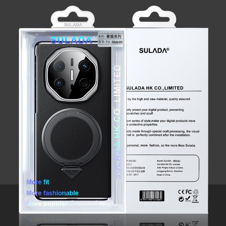 For Huawei Mate X5 / Mate X3 SULADA Rotating Magnetic Holder Shell Film Integrated Genuine Leather Phone Case