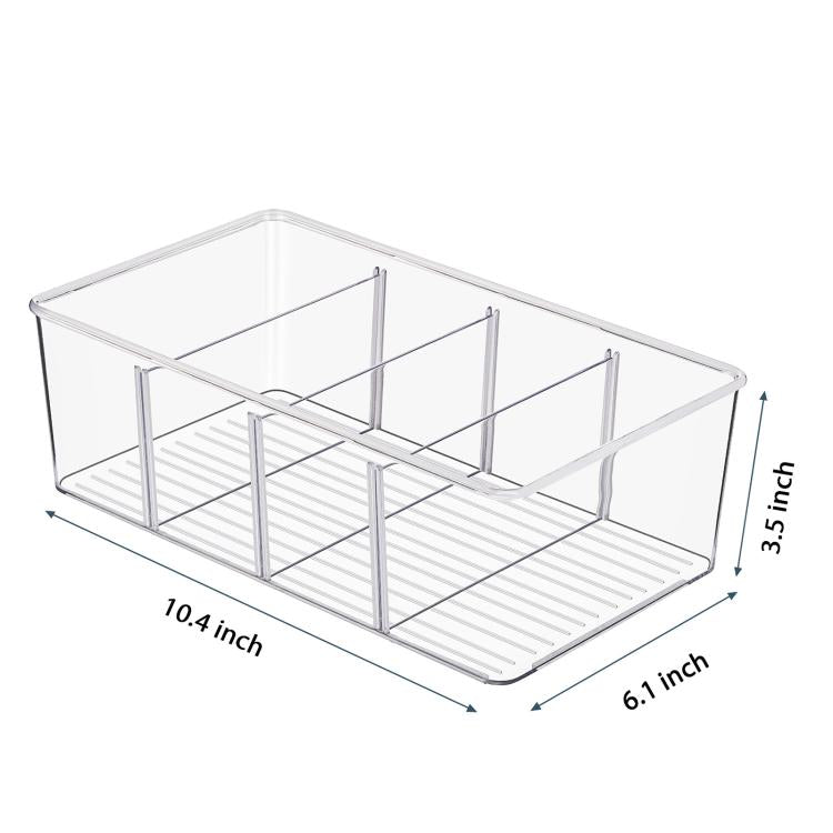 Four-Compartment Desktop Organizer Storage Box Removable Dividers Clear Storage Box - Transparent