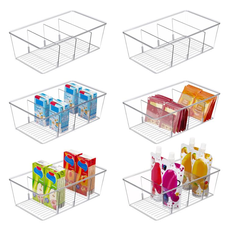 Four-Compartment Desktop Organizer Storage Box Removable Dividers Clear Storage Box - Transparent