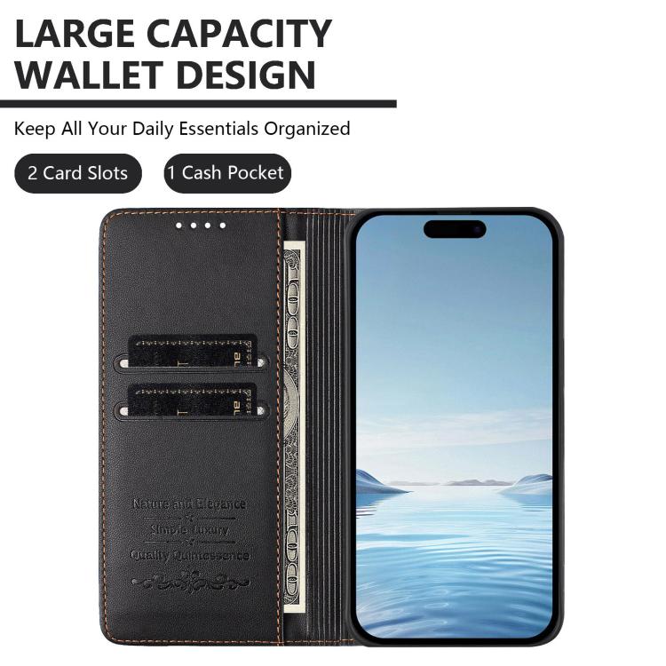 For iPhone 12 Pro Max Cute Cats Embossed Magnetic RFID Vegan Leather Phone Case