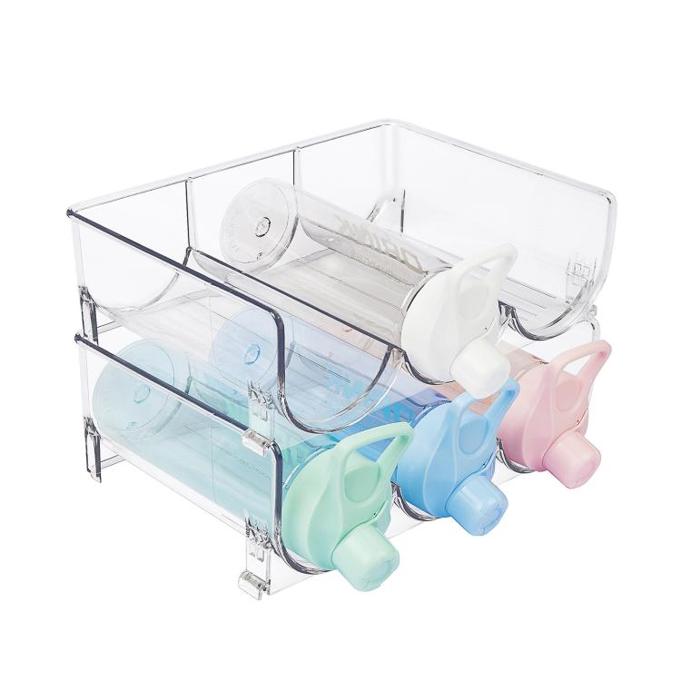 Refrigerator Beverage Organizer Storage Rack Food Grade PET Clear Wine Storage Stand - Transparent