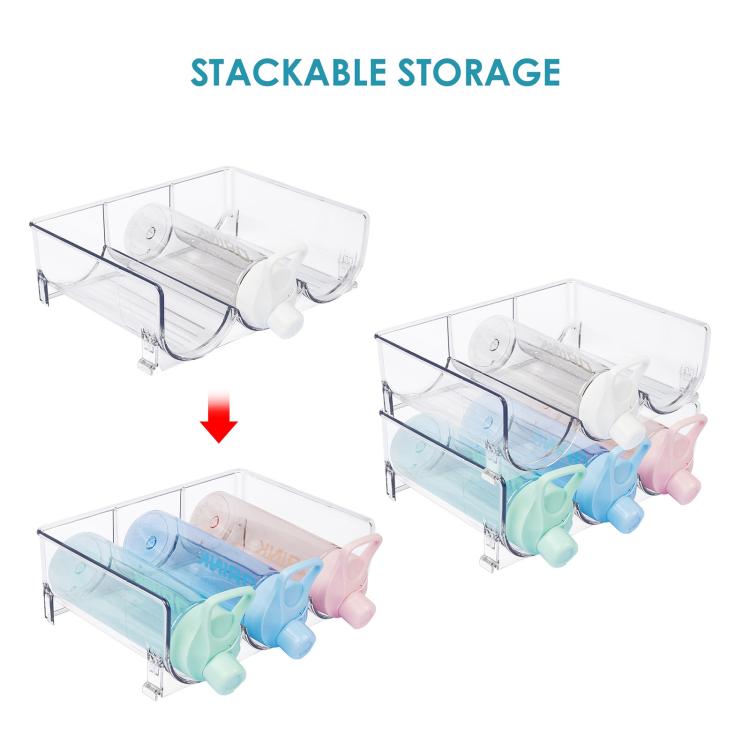 Refrigerator Beverage Organizer Storage Rack Food Grade PET Clear Wine Storage Stand - Transparent