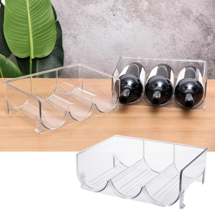 Refrigerator Beverage Organizer Storage Rack Food Grade PET Clear Wine Storage Stand - Transparent