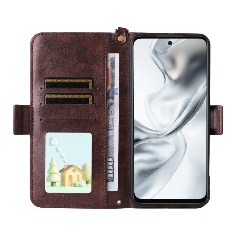 For ZTE nubia S2 504ZT Multi-card Slots Crossbody Cowhide Leather Phone Case
