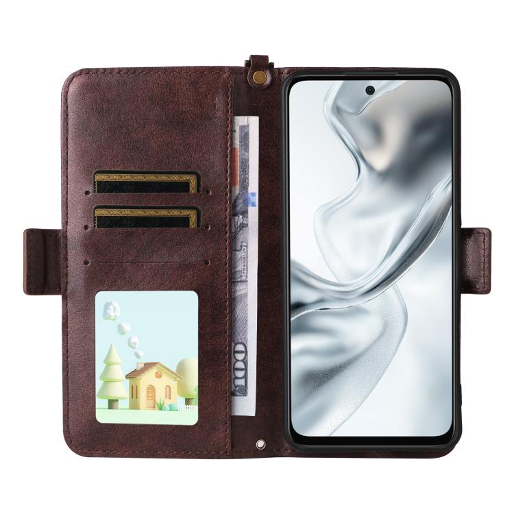 For ZTE nubia S2e / S2R / S2 Lite Multi-card Slots Crossbody Cowhide Leather Phone Case