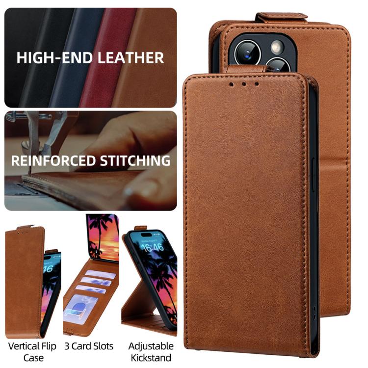 For Redmi 13x 4G Vertical Flip Cover Solid Color Vegan Leather Phone Case with Crossbody Chain