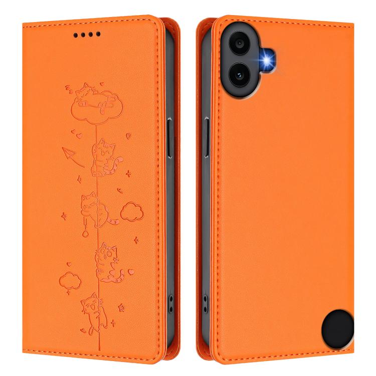 For Nothing CMF Phone 1 Cute Cats Embossed Magnetic RFID Vegan Leather Phone Case