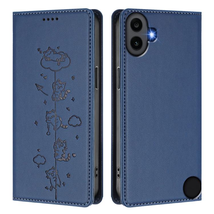 For Nothing CMF Phone 1 Cute Cats Embossed Magnetic RFID Vegan Leather Phone Case