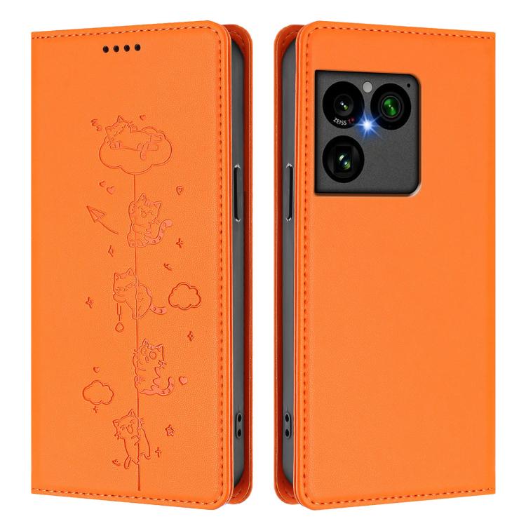 For Sony Xperia 1 VIII Cute Cats Embossed Magnetic RFID Vegan Leather Phone Case