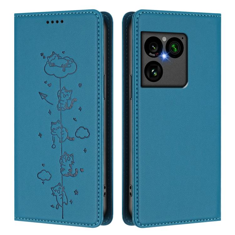 For Sony Xperia 1 VIII Cute Cats Embossed Magnetic RFID Vegan Leather Phone Case