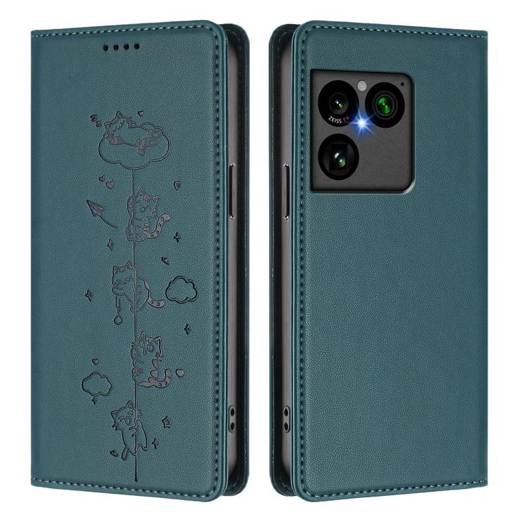 For Sony Xperia 1 VIII Cute Cats Embossed Magnetic RFID Vegan Leather Phone Case