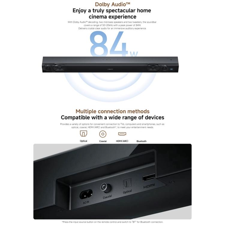 Original Xiaomi Soundbar 2.0 for TV and PC Support NFC Connection, Plug Type:US Plug - Black