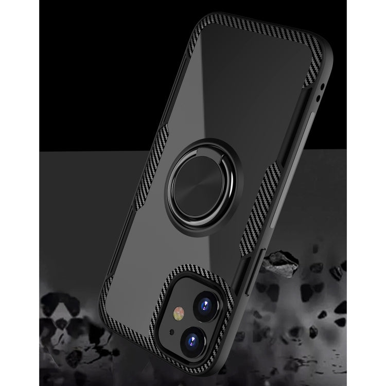 For iPhone 12 mini Shockproof Transparent TPU + Acrylic Protective Case with Ring Holder