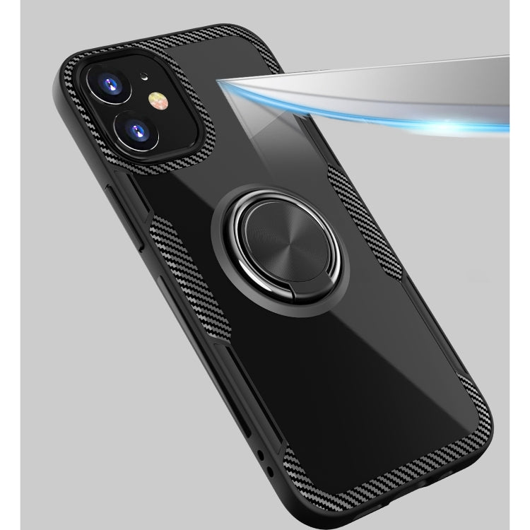 For iPhone 12 mini Shockproof Transparent TPU + Acrylic Protective Case with Ring Holder