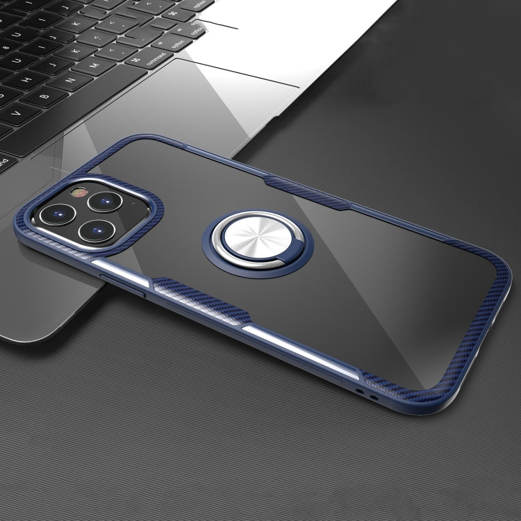 For iPhone 12 / 12 Pro Shockproof Transparent TPU + Acrylic Protective Case with Ring Holder